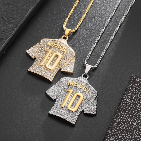 Messi No. 10 -jalkapallopaidan riipus, miesten pelipaidan riipus Silvery