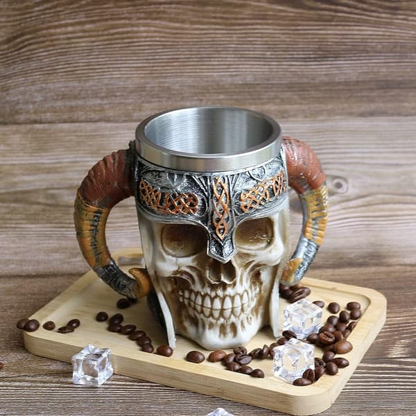 Viking Warrior Skull Mug med rustfritt stål fôr