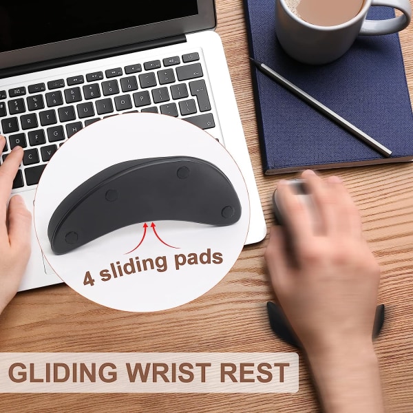 2 ergonomiska handledsstöd för mus, glidande handledsstöd, glidande handledsstöd