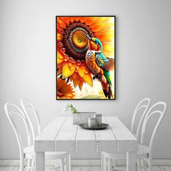 12 x 16 Tommer Kolibri Diamantmalerisett for Voksne, 5D Fugl Solsikke Diamantkunstsett for Begynnere, DIY Full Ro