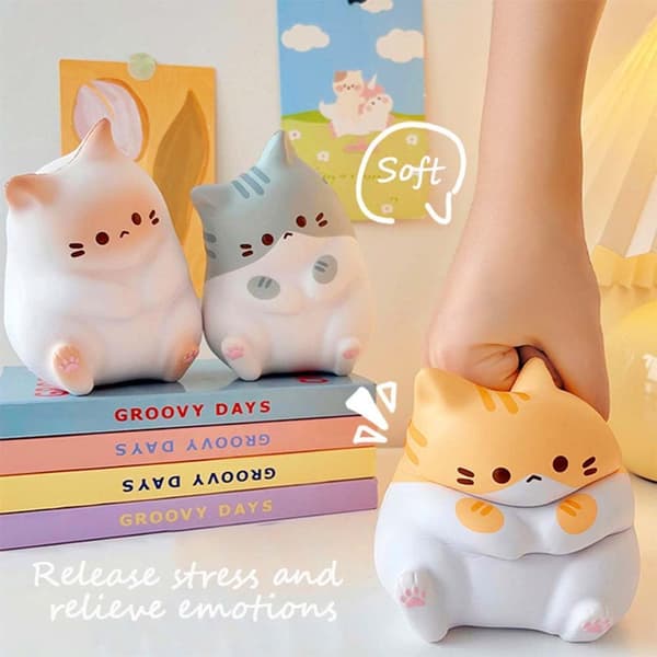 Søde katte stressbolde Squishy legetøj, skumdyreformede stressbolde til børn, elastiske sensoriske bolde festgaver stressaflastningslegetøj