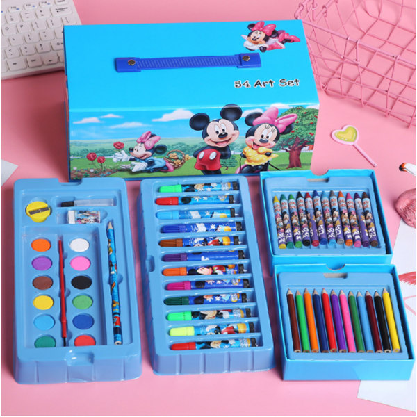Stationery Set, Innehåller pennor, tuschpennor, anteckningsbok, suddgummi, vässare, pensel, vattenfärger, barn