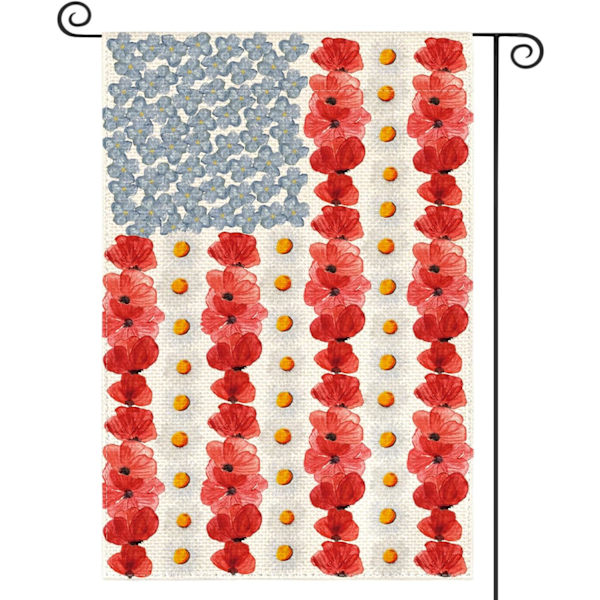 Myosotis Poppy Muistopäivän Puutarhalippu 12x18 Tuumaa Kaksisivuinen Ulkona, Isänmaallinen Amerikan Lippu Piha Ulkokoriste