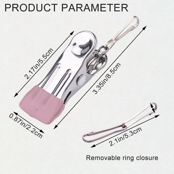 2,5×2×5,5 cm Multifunksjonelle Klesklyper i Rustfritt Stål, Klesklyper for Tøy, Håndkle-Tørke-Klyper