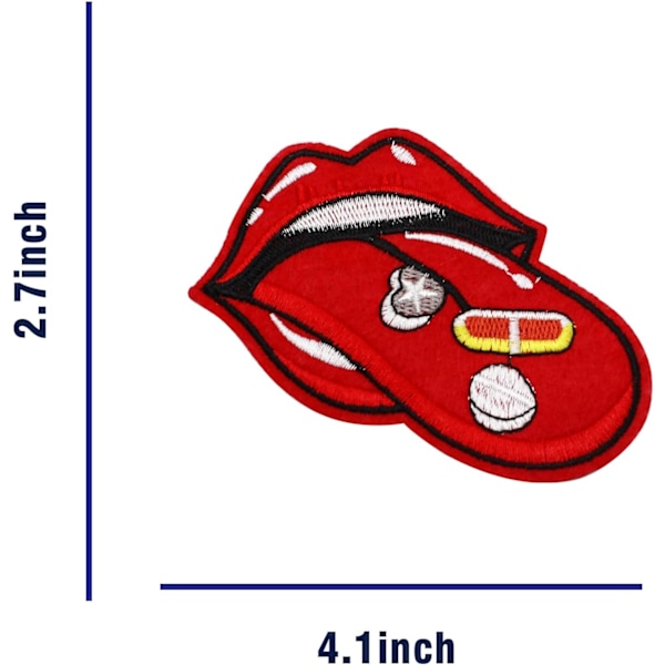 Sød Tunge Lap, Stor Tunge Broderet Lap Stryges På Syes På Badge Lap DIY Tilbehør, Perfekt til Jakker, Tøj,