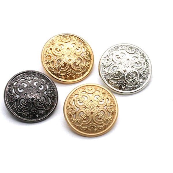 30 stk Runde Metall Hule Knapper Jakke Knapper Flat Knapper Bukser Knapper Sy Knapper (Lys Gull)
