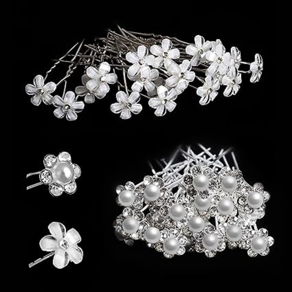 20 Stykker Rhinestone Bryllupshårnåler, U-Formet Hårklipp,