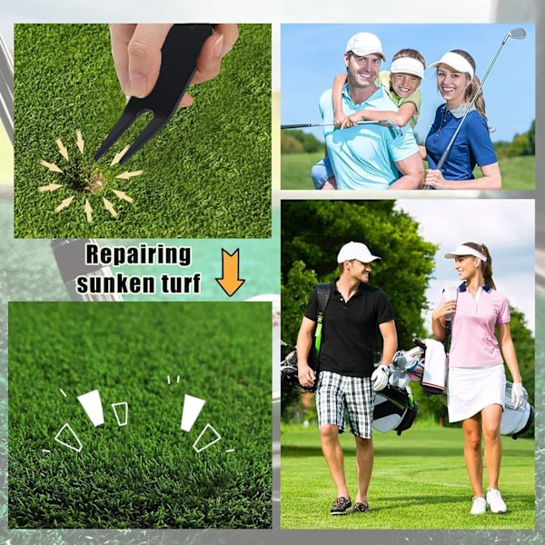 4 stk. Bøjet Golf Divot Reparationsværktøj Bøjet Golf Turf Reparations Gaffel Metal Golf Gaffel Tilbehør Egnet til at Reparere Golf Turf Rengøre Riller Fjerne Snavs og D