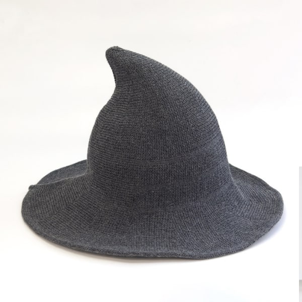 Kvinnors Häxhatt Trollkarl Stickad-Ull Mössor Vuxen Maskerad Tillbehör Halloween Maskerad Grey