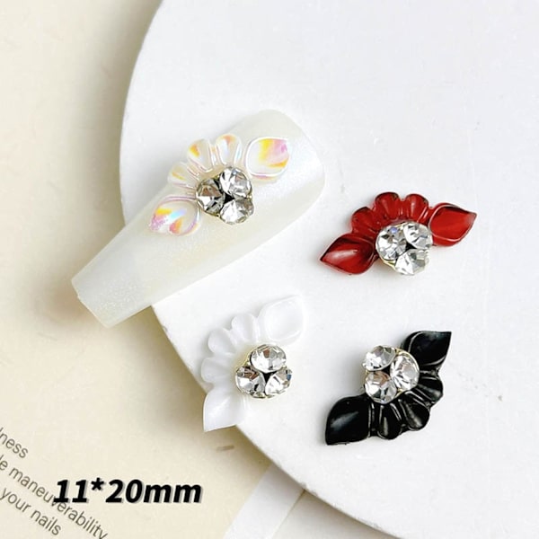 10 Stykker Blomster Neglepynt 3D Fargerike Blomster Negledekorasjoner med Rhinestone Design - Perfekt for Kvinner Jenter Negle Tilbehør