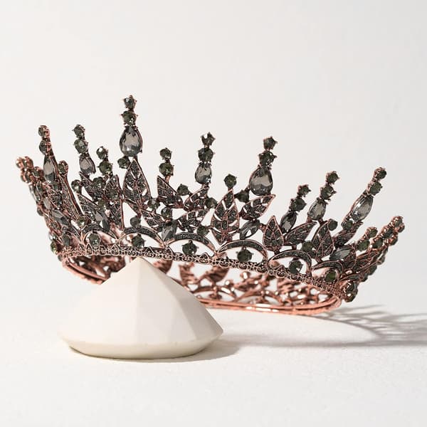 Barok Dronning Krone til Kvinder, Rhinestone Bryllupskrone, Sort Ti