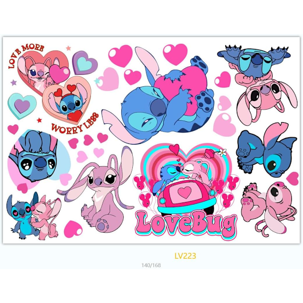 Lilo ja Stitch Seinätarrat Lasten Piirretty 3D Irrotettavat Seinätarrat Sisustus Pojille Tytöille Makuuhuone Olohuone Hoitaja
