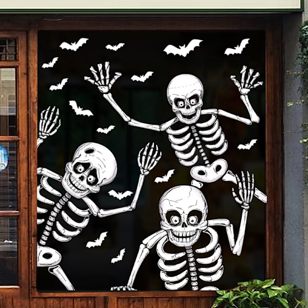 4 arkkia Halloween-ikkunatarroja Halloween-ikkunatarroja Luuranko-ikkunatarroja Halloween-ikkunat