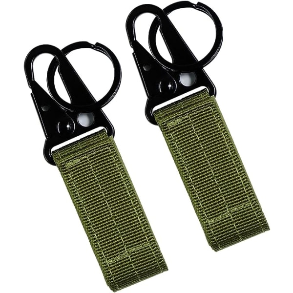2 grønne taktiske gear clips, nylon nøglering eller taktisk bælte