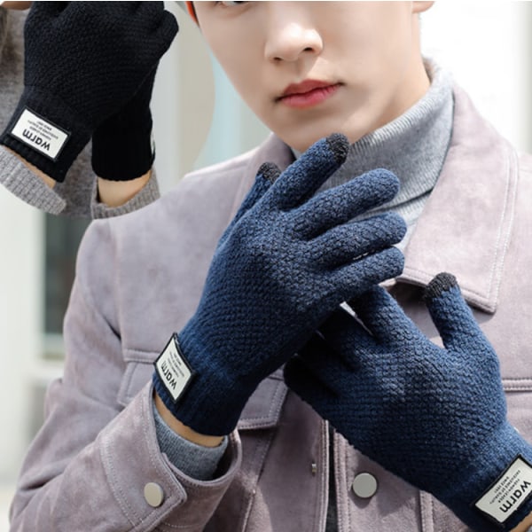 Blå USB-opvarmede handsker til mænd og kvinder, vinteropvarmede vanter T