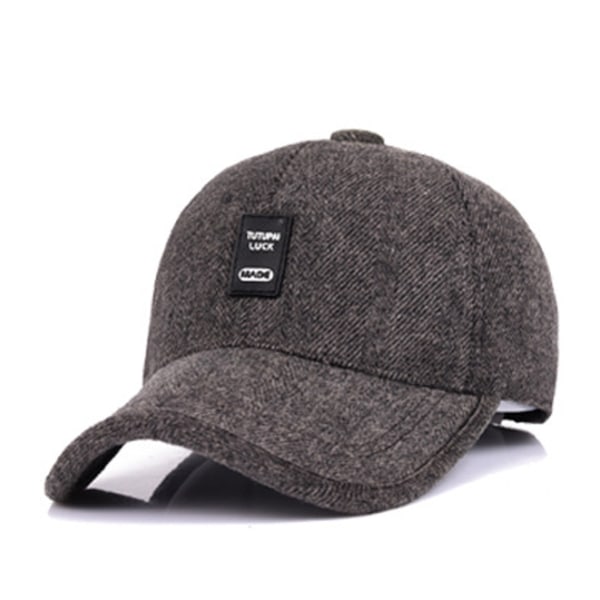 Kaffe Baseball Cap Herre Vinter Varm Ull Fleece med Øreklaffer