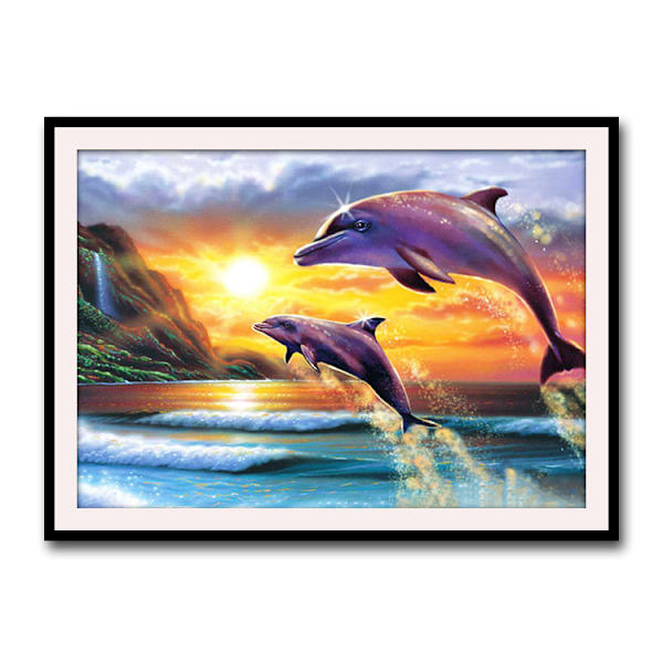 30x40 cm 5D DIY Full Diamond Painting, Delfiner, DIY Dia