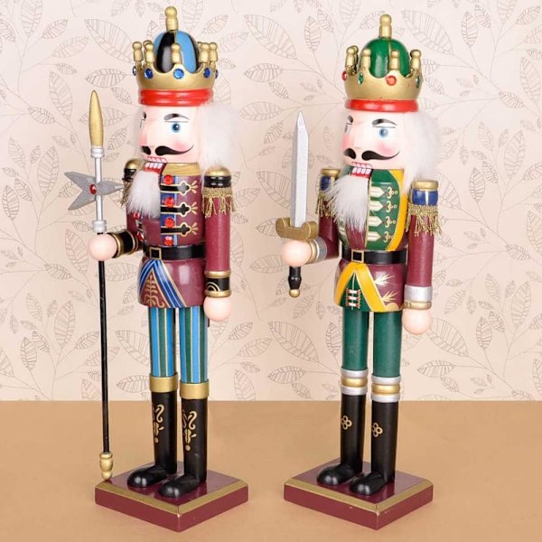 Tränöt, 30 cm hög juldekoration, Nötknäppare soldatfigur, Trä nötknäppare