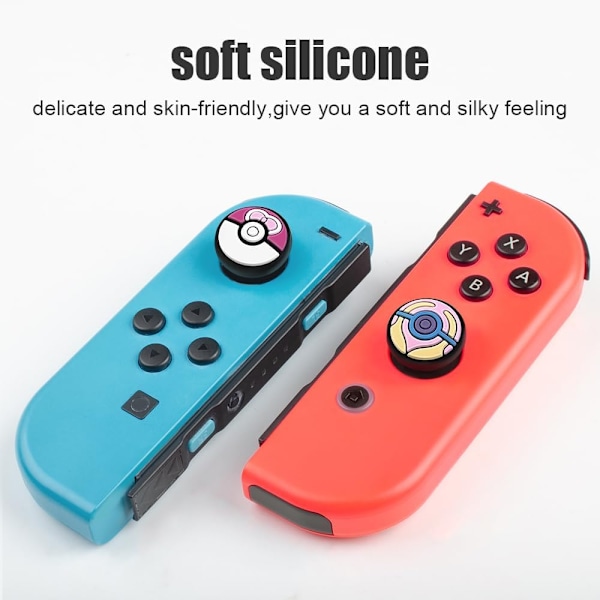 Myk silikon joystick-deksel for Nintendo Switch/OLED/Switch Lite, analoge pinnegrep Love Poké Ball