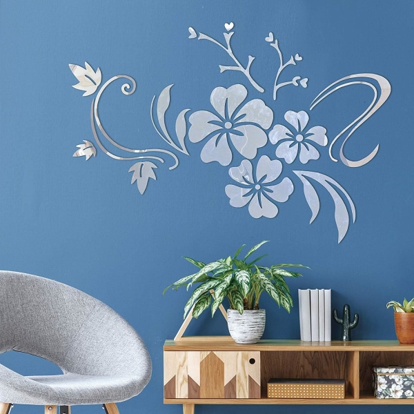 3D Blomsterspeil Veggklistremer Akryl Speil Veggklistremer for Ki
