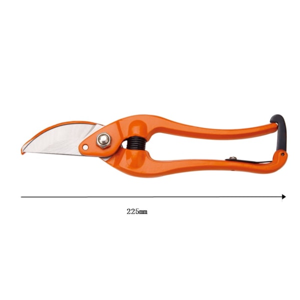 Smidda sekatörer, orange färg, längd 225 mm.