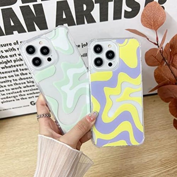 Kompatibel med iPhone 16 Pro Max Telefon Cover, Sød Kunst Bølgemalet til Kvinder Piger