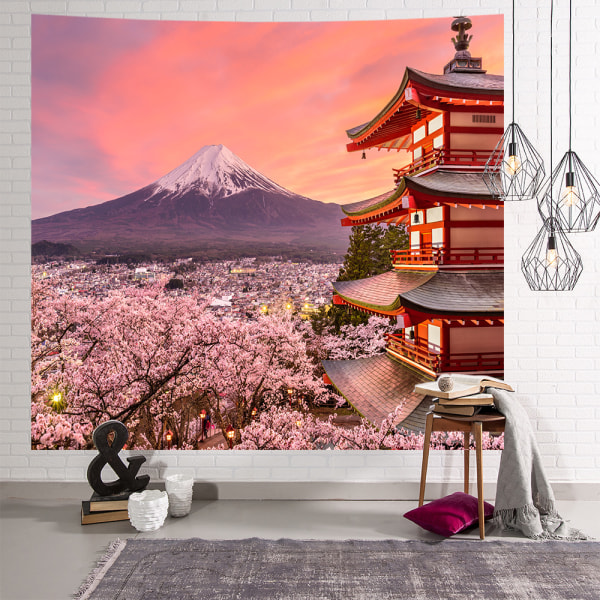 Tapisserie japonaise du Mont Fuji 150x200 Pagode Asiatique Déco