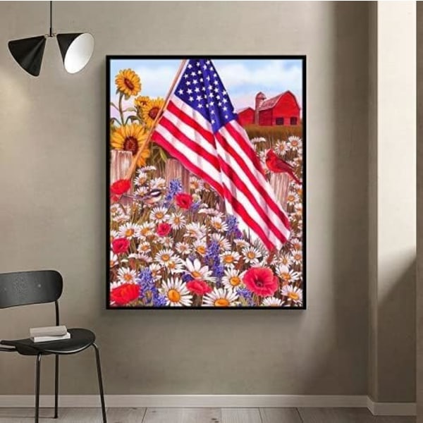(30x40cm) Diamond painting aikuisille, American Flag, Di