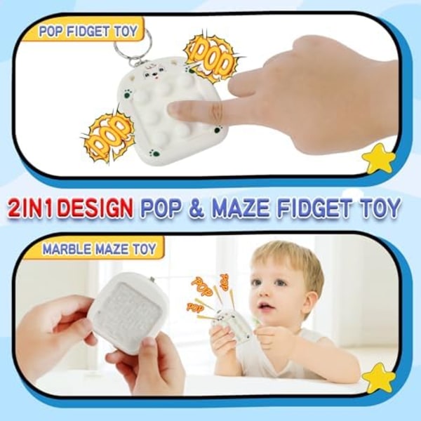 Pop-sensoriska leksaker, dubbelsidig stressreducerande pop-leksak, labyrintspel för barn & vuxna för att lindra ångest, bärbar lugnande fidget