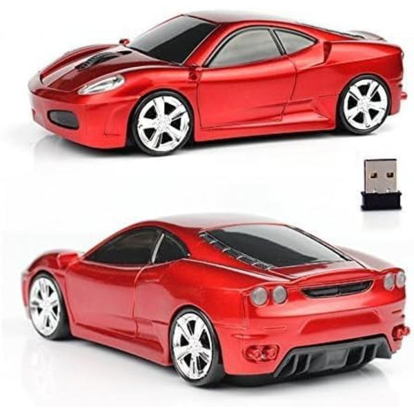 2.4 GHz trådløs 3D 1600 DPI sports racing bilformet optisk USB trådløs spillmus med