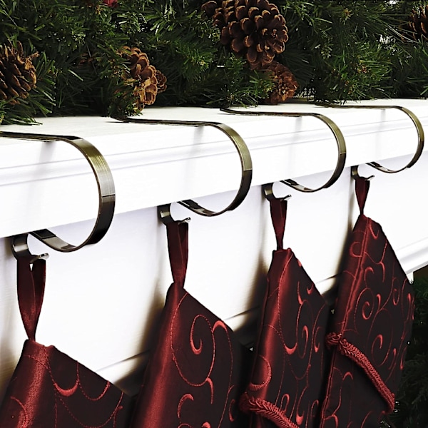 4 stk. The Mentle Clip Jule Strømpe Kroge til Pejs Metal Hanger Julefest Dekoration Supplie