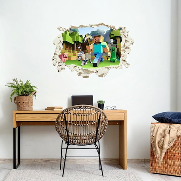 Gamer Poster Väggdekor, 40 * 60cm Mine-craft 3D Väggdekaler Spel Tecknad Väggdekaler Spel Tecknad Väggdekaler för Vardagsrum Sovrum Hall