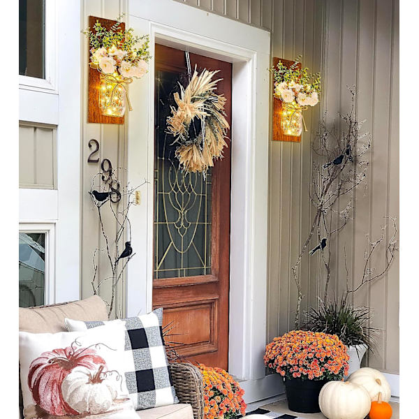 Set med två rustika vägglampor Mason Jar Sconces Handgjorda vägglampor