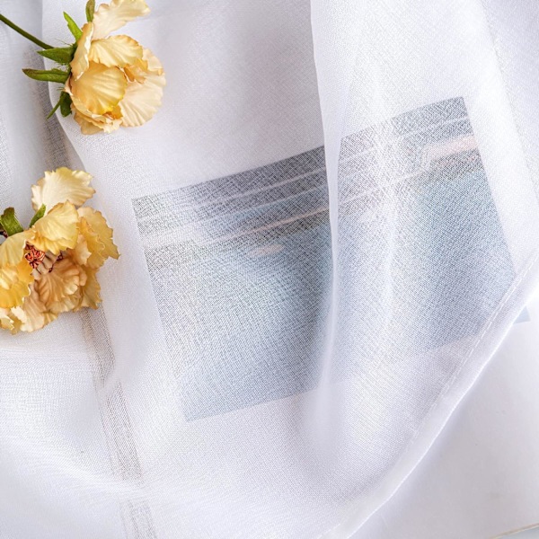 Vita 150x250cm Set med 2 Öglor Transparenta Gardiner Halvtransparenta I