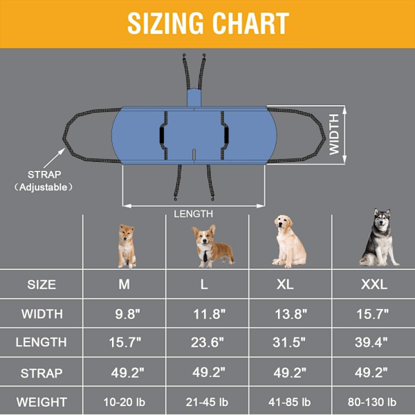 Koiran kantolaukku, hätätilanteiden reppu lemmikkieläinten jalkojen tukeen vanhoille koirille Suitable for dogs 80-130lb