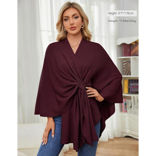 Elegante sjal-wraps for kvinner - Myk poncho-genser med åpen front for vår, høst og vinter