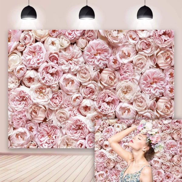 7x5ft Blomsterfotografering Bakgrunn for Fest Blush Rosa Blomster Fl