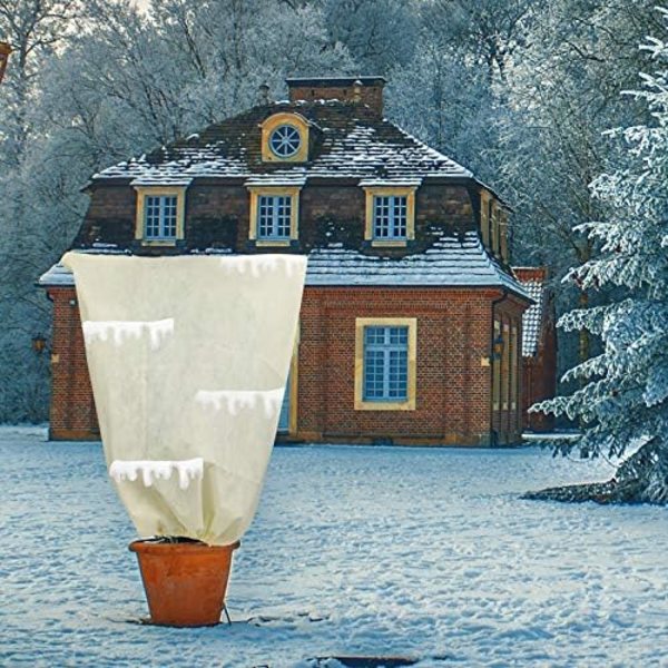 Växtöverdrag Frostskydd, 60*80cm Vinter Kallt Väder Frosttäcken Buskjacka med Dragkedja Återanvändbar Frost P