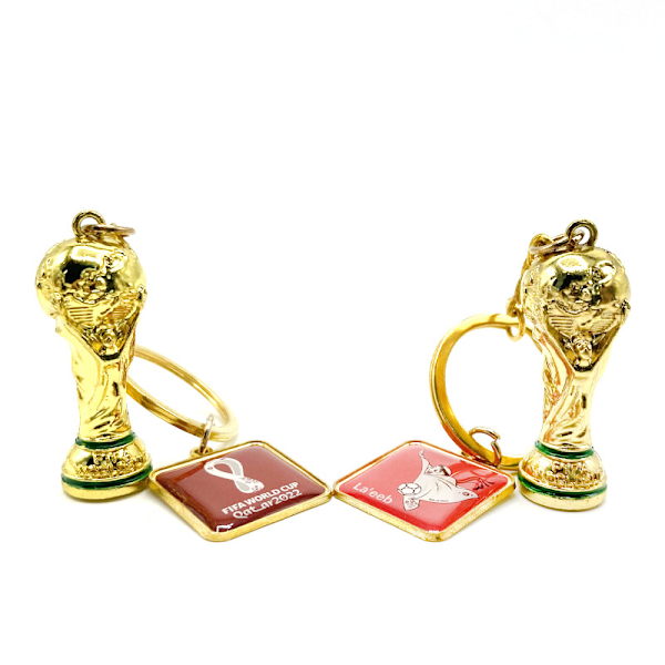 2PCS 2022 FIFA VM 3D Trofé Nyckelring, Qatar Hercules Cup K