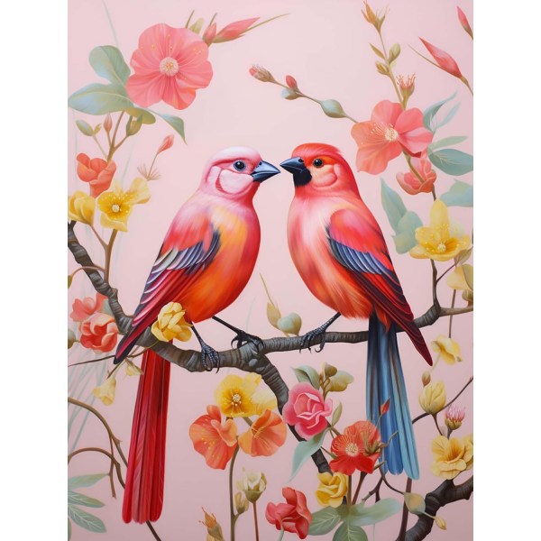 5D diamond painting av blommor och fåglar serie 30x40cm (stil 17)