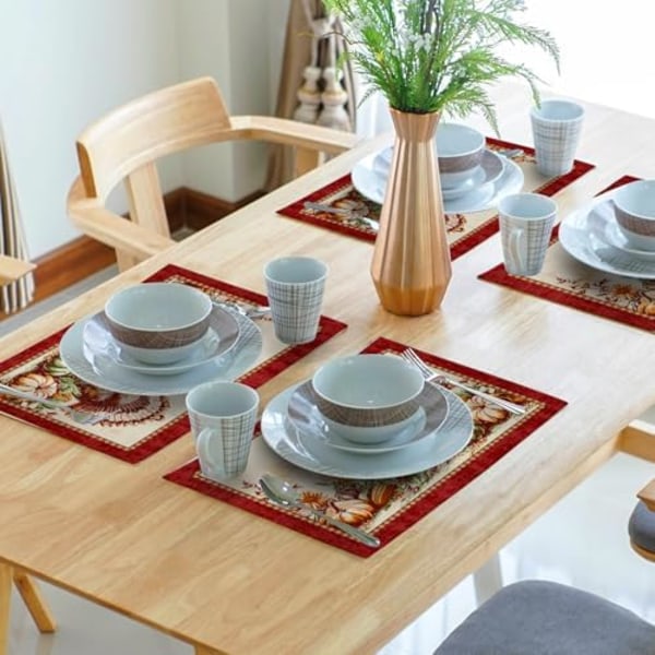 Thanksgiving Bordplader 12x18 Tommer Efterårs Høst Tyrkiet Efterår Græskar Solsikker Majs Bordplade Skridsikker Varmebestandig T