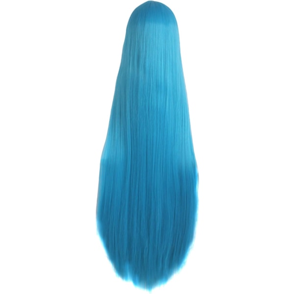 40 tommer/100 cm Fashion Straight Natural Lang Anime Kostume Paryk Blue