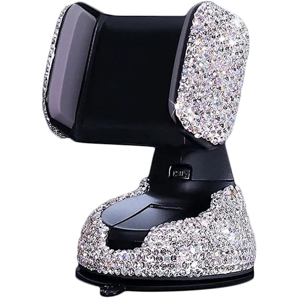 (Hvit) Biltelefonholder, 360° Justerbar Universal Rhinestone Krystall Biltelefonholder Tilbehør, S