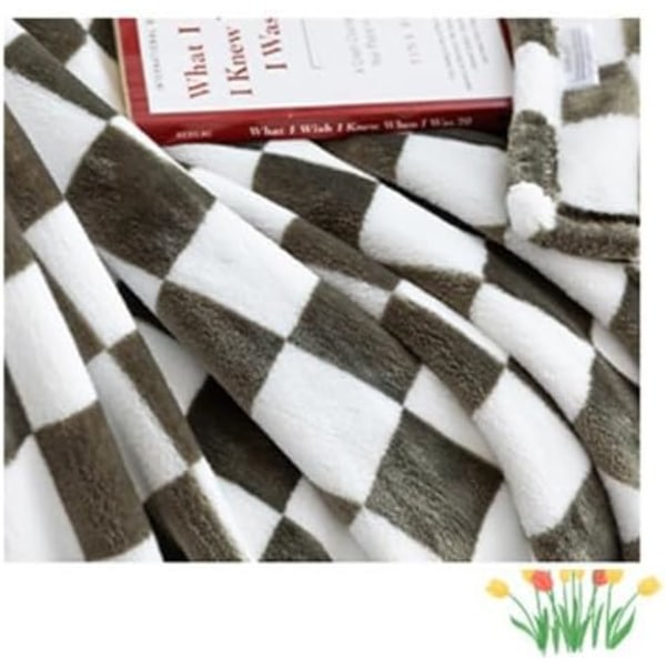 (Grønn) Fleece Sofa Throw, Polar Plaid Blanket med Rutete Mønster