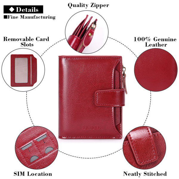 Lille tegnebog til kvinder ægte læder Bifold Compact RFID B