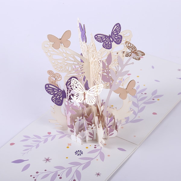 Butterfly Fødselsdag Pop-up Kort, Butterfly Blomst 3D Lykønskningskort Butterfly Gave til Kvinde Kone Pige