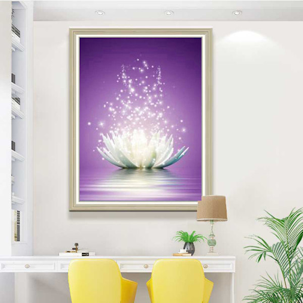 (40x30cm)DIY 5D#4 Diamantmaleri Kit Complet, Lotus Diamant Maleri