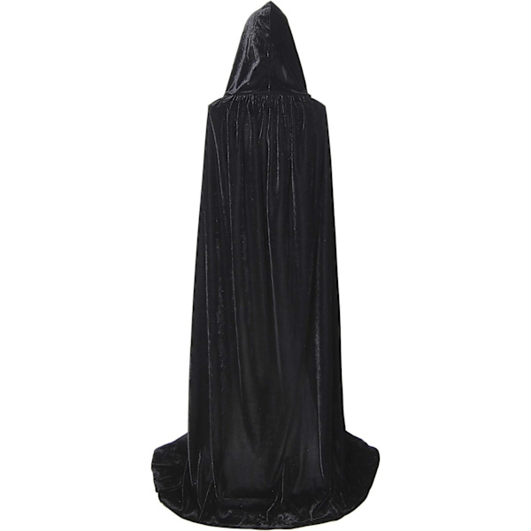 Helt lang balaclava fløjlskappe Halloween Fancy Cape Kostumer (Sort, 170 cm)