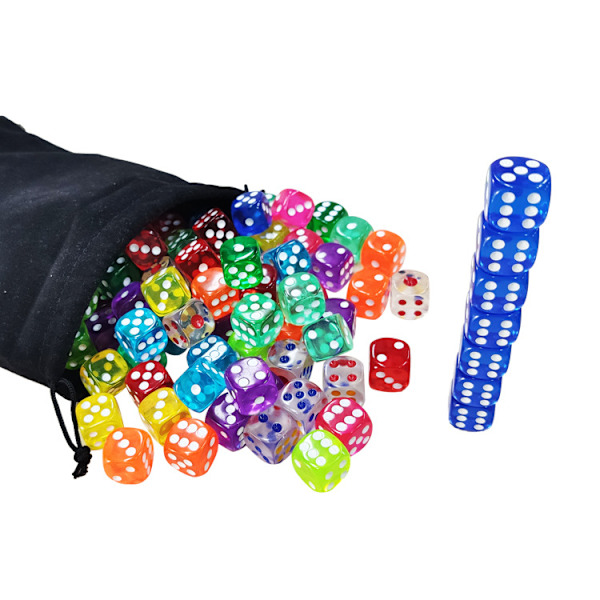 50 Farvede Terninger, 6-Sided Terninger til Brætspil, 16mm Terninger i Bulk til Matematikundervisning, Terninger til Klasseværelset (Farve i Rand