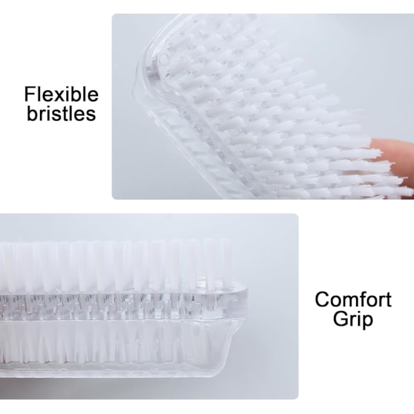 2-pack Vita Dubbelsidiga Nagelborstar Nagelborste Handborste Nagelrengöring för Daglig Nagelrengöring (Vit)